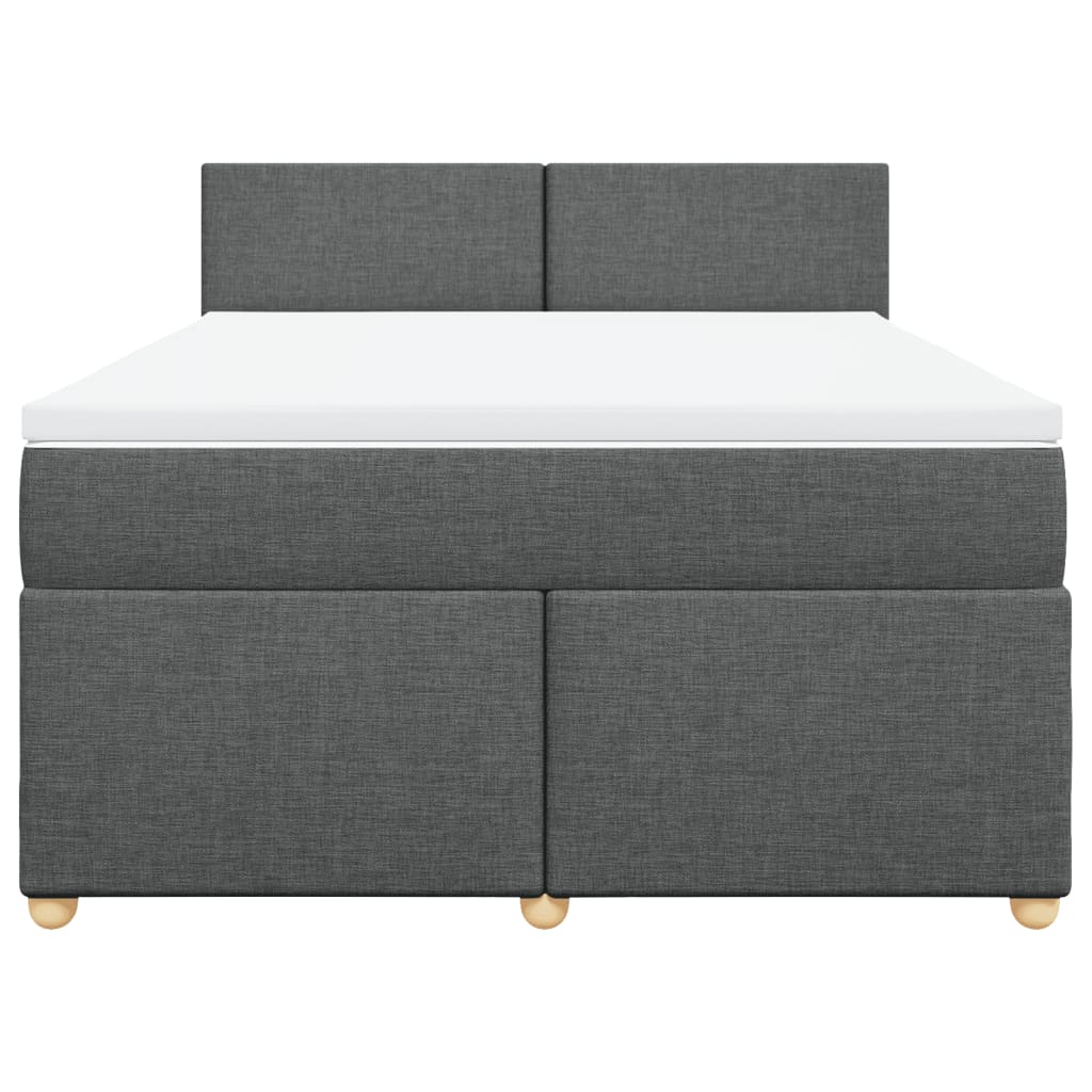 Κρεβάτι Boxspring με Στρώμα Σκούρο Γκρι 140x190 εκ. Υφασμάτινο - Pakobazaar