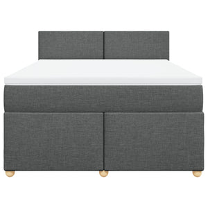 Κρεβάτι Boxspring με Στρώμα Σκούρο Γκρι 140x190 εκ. Υφασμάτινο - Pakobazaar