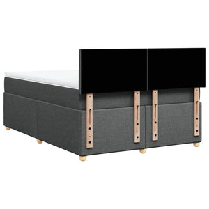 Κρεβάτι Boxspring με Στρώμα Σκούρο Γκρι 140x190 εκ. Υφασμάτινο - Pakobazaar