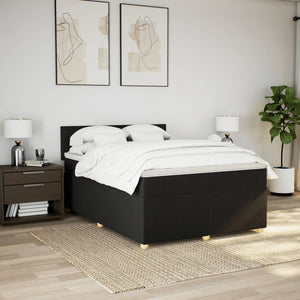 Κρεβάτι Boxspring με Στρώμα Μαύρο 140x190 εκ. Υφασμάτινο - Pakobazaar