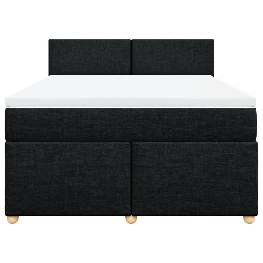 Κρεβάτι Boxspring με Στρώμα Μαύρο 140x190 εκ. Υφασμάτινο - Pakobazaar