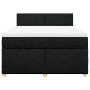 Κρεβάτι Boxspring με Στρώμα Μαύρο 140x190 εκ. Υφασμάτινο - Pakobazaar