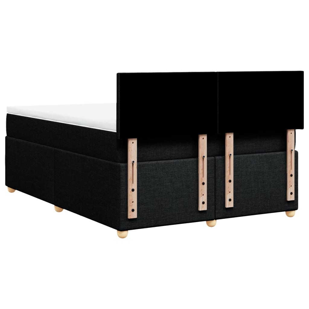 Κρεβάτι Boxspring με Στρώμα Μαύρο 140x190 εκ. Υφασμάτινο - Pakobazaar