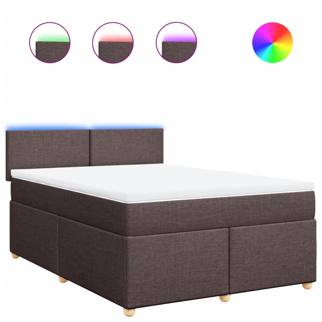 Κρεβάτι Boxspring με Στρώμα Σκούρο Καφέ 140x190 εκ. Υφασμάτινο