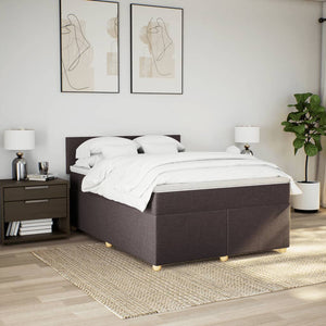 Κρεβάτι Boxspring με Στρώμα Σκούρο Καφέ 140x190 εκ. Υφασμάτινο