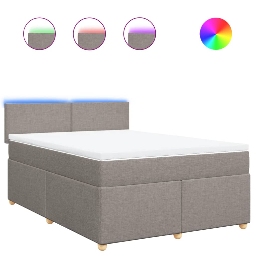 Κρεβάτι Boxspring με Στρώμα Taupe 140x190 εκ. Υφασμάτινο