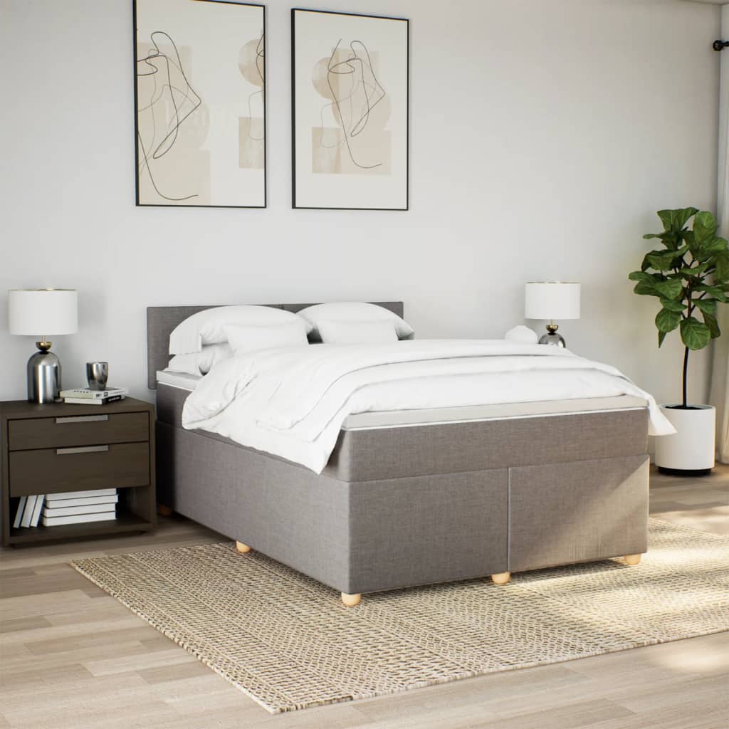 Κρεβάτι Boxspring με Στρώμα Taupe 140x190 εκ. Υφασμάτινο