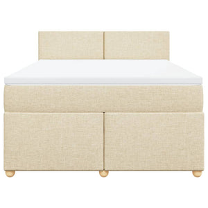 Κρεβάτι Boxspring με Στρώμα Κρεμ 140x190 εκ. Υφασμάτινο - Pakobazaar