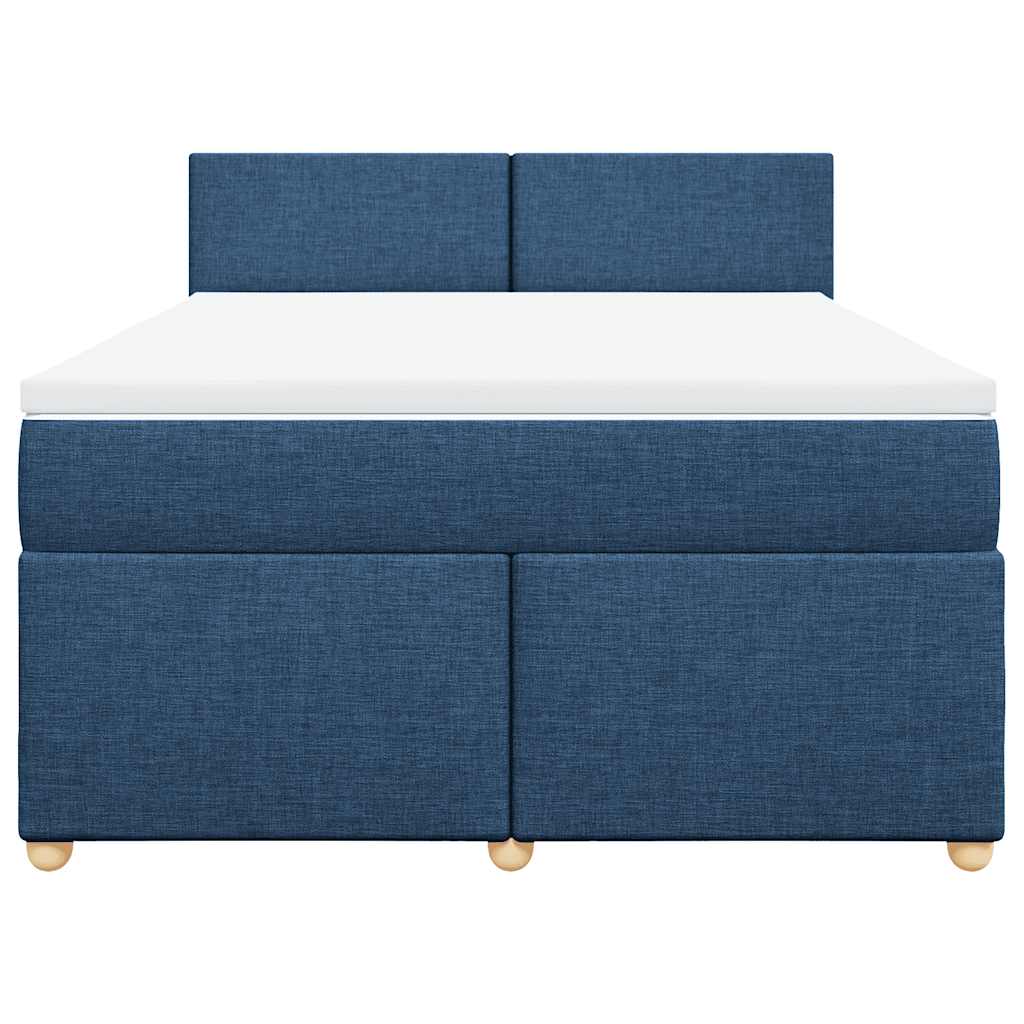 Κρεβάτι Boxspring με Στρώμα Μπλε 140x190 εκ. Υφασμάτινο