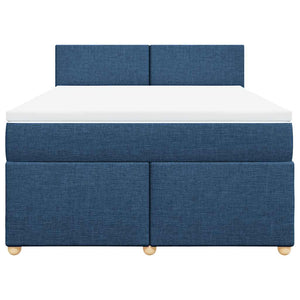 Κρεβάτι Boxspring με Στρώμα Μπλε 140x190 εκ. Υφασμάτινο