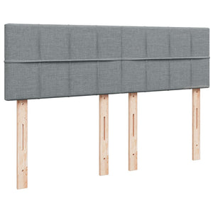 Κρεβάτι Boxspring με Στρώμα Ανοιχτό Γκρι 140x190 εκ. Υφασμάτινο - Pakobazaar