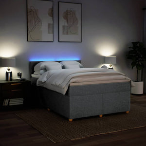 Κρεβάτι Boxspring με Στρώμα Ανοιχτό Γκρι 140x190 εκ. Υφασμάτινο - Pakobazaar