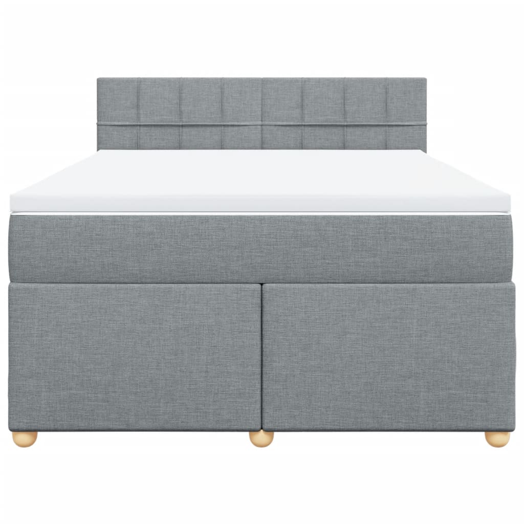 Κρεβάτι Boxspring με Στρώμα Ανοιχτό Γκρι 140x190 εκ. Υφασμάτινο - Pakobazaar