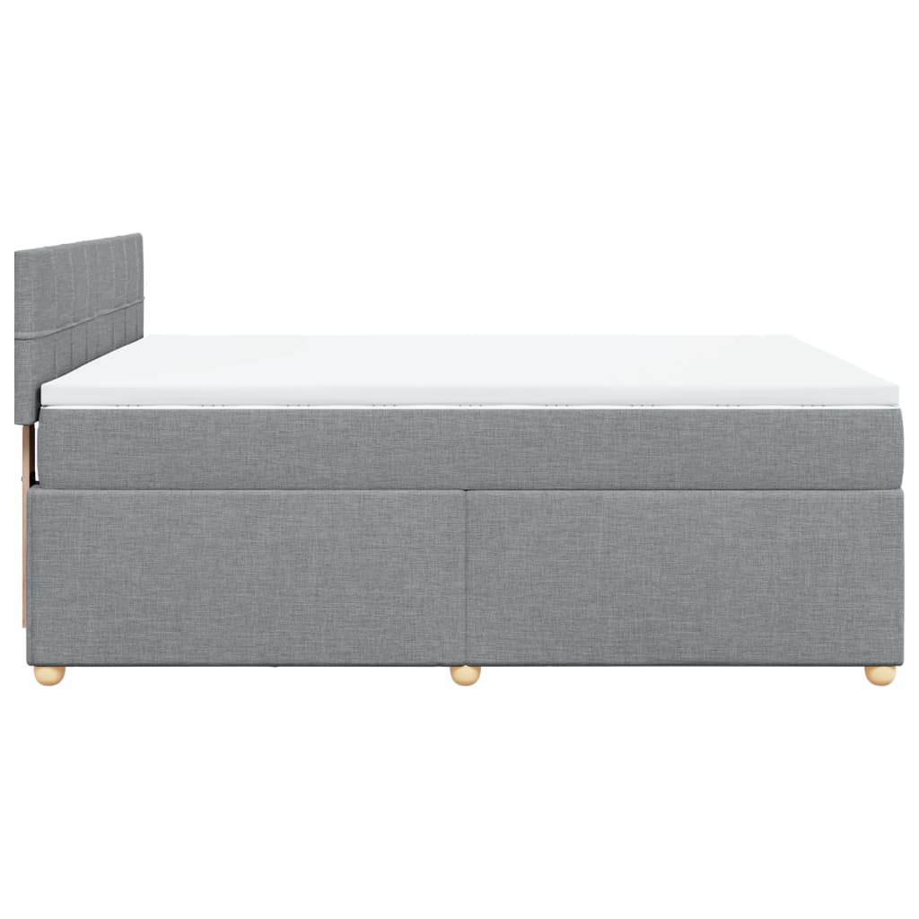 Κρεβάτι Boxspring με Στρώμα Ανοιχτό Γκρι 140x190 εκ. Υφασμάτινο - Pakobazaar