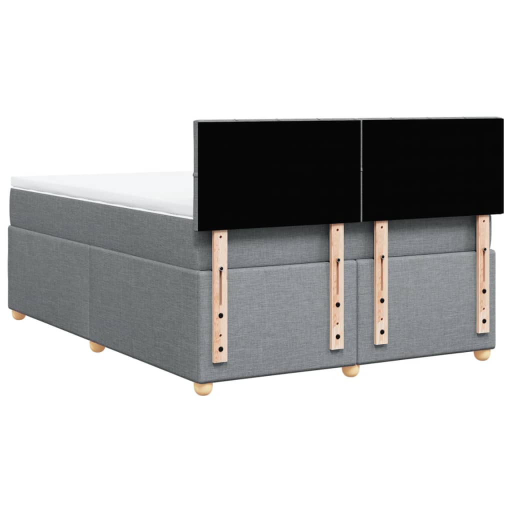 Κρεβάτι Boxspring με Στρώμα Ανοιχτό Γκρι 140x190 εκ. Υφασμάτινο - Pakobazaar