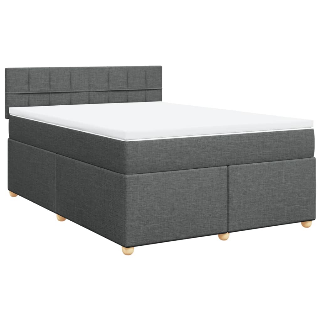 Κρεβάτι Boxspring με Στρώμα Σκούρο Γκρι 140x190 εκ. Υφασμάτινο - Pakobazaar