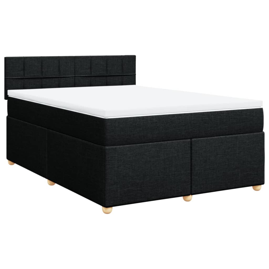 Κρεβάτι Boxspring με Στρώμα Μαύρο 140x190 εκ. Υφασμάτινο - Pakobazaar