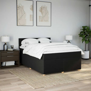 Κρεβάτι Boxspring με Στρώμα Μαύρο 140x190 εκ. Υφασμάτινο - Pakobazaar