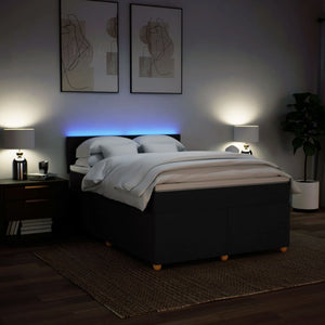 Κρεβάτι Boxspring με Στρώμα Μαύρο 140x190 εκ. Υφασμάτινο - Pakobazaar