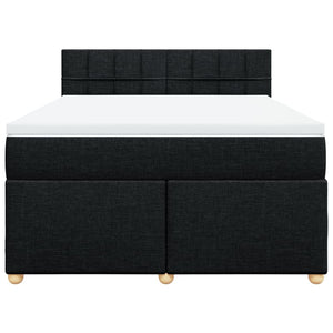 Κρεβάτι Boxspring με Στρώμα Μαύρο 140x190 εκ. Υφασμάτινο - Pakobazaar