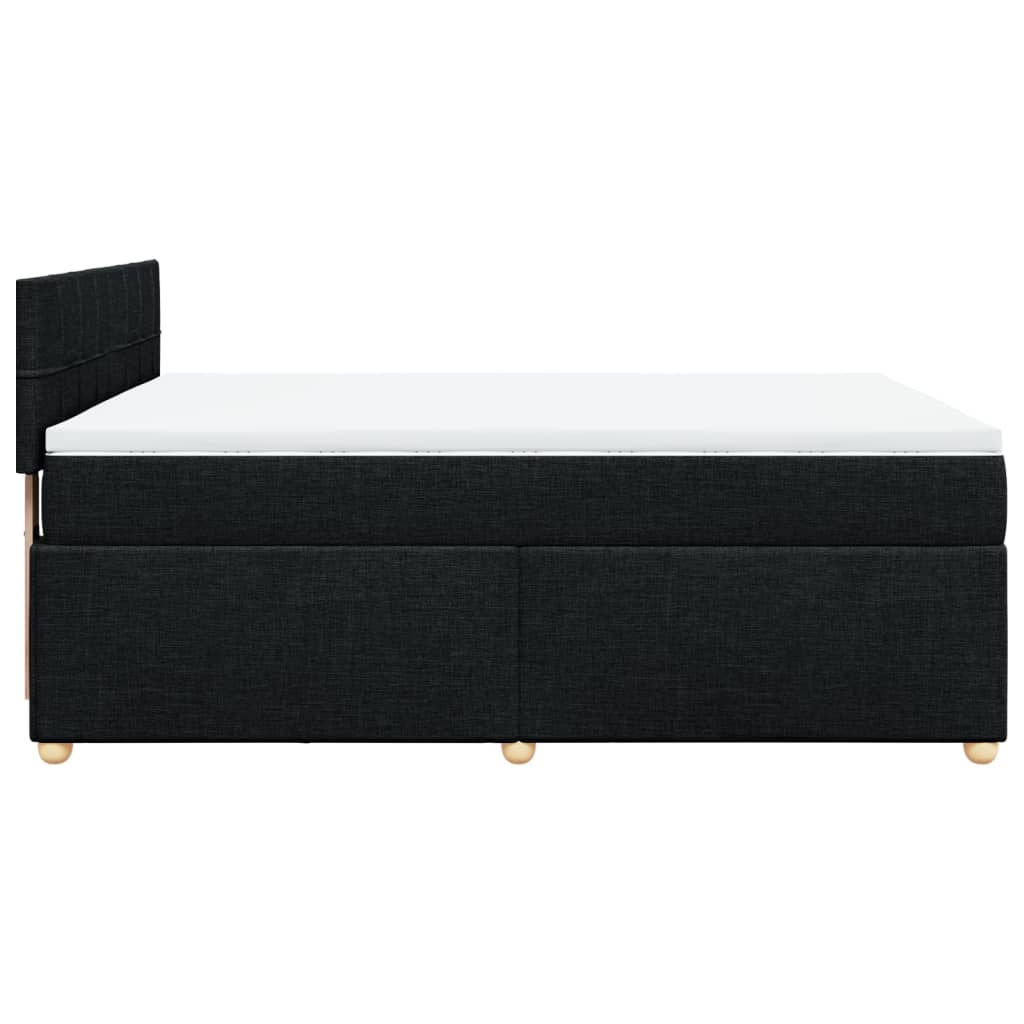 Κρεβάτι Boxspring με Στρώμα Μαύρο 140x190 εκ. Υφασμάτινο - Pakobazaar