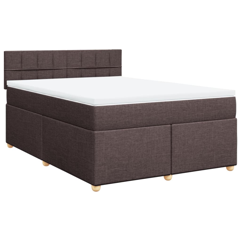Κρεβάτι Boxspring με Στρώμα Σκούρο Καφέ 140x190 εκ. Υφασμάτινο - Pakobazaar