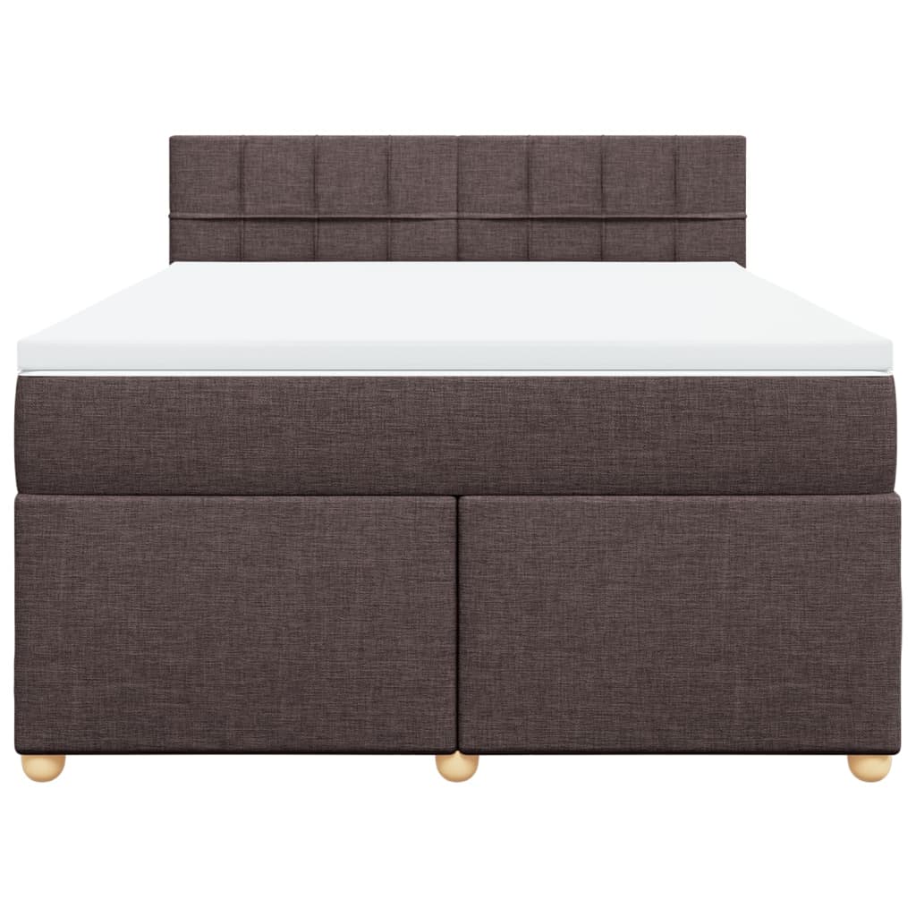Κρεβάτι Boxspring με Στρώμα Σκούρο Καφέ 140x190 εκ. Υφασμάτινο - Pakobazaar