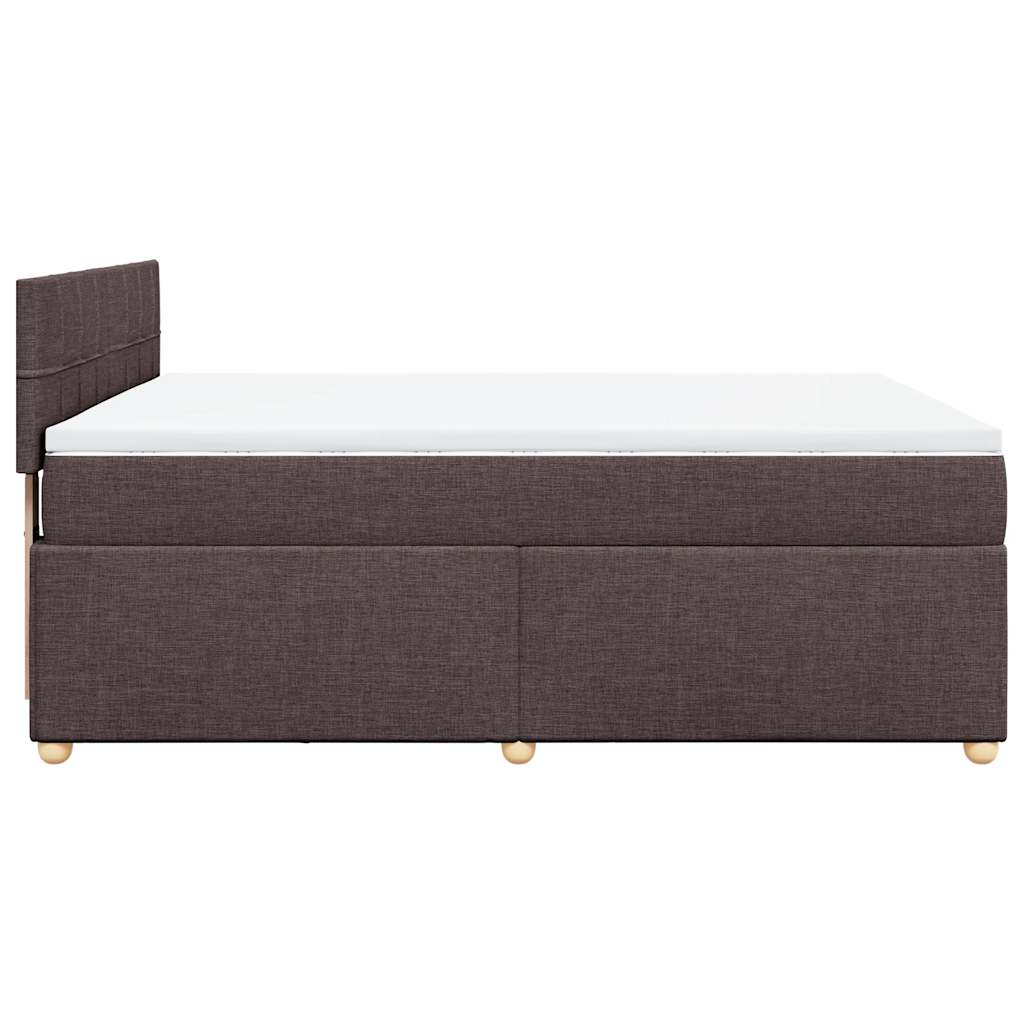 Κρεβάτι Boxspring με Στρώμα Σκούρο Καφέ 140x190 εκ. Υφασμάτινο - Pakobazaar