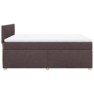 Κρεβάτι Boxspring με Στρώμα Σκούρο Καφέ 140x190 εκ. Υφασμάτινο - Pakobazaar