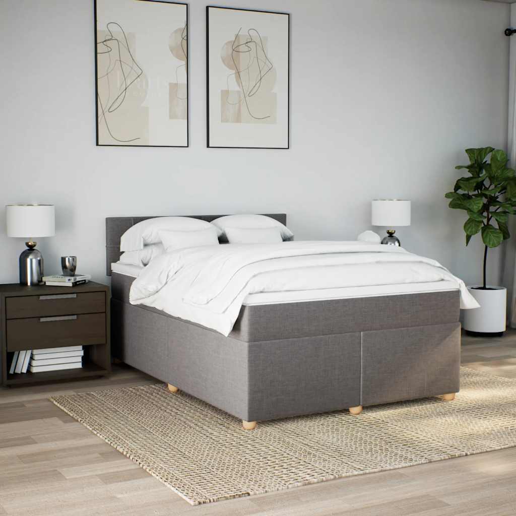Κρεβάτι Boxspring με Στρώμα Taupe 140x190 εκ. Υφασμάτινο