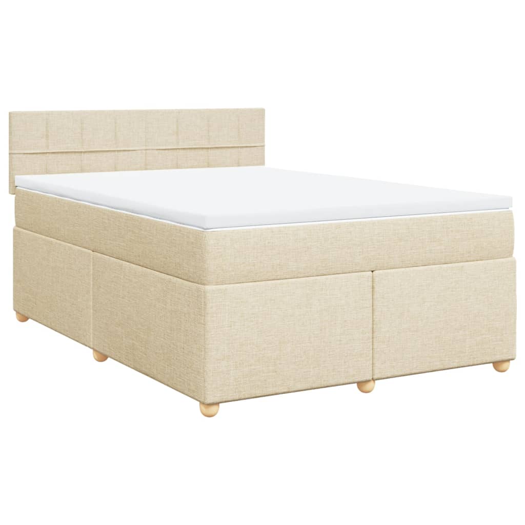 Κρεβάτι Boxspring με Στρώμα Κρεμ 140x190 εκ. Υφασμάτινο - Pakobazaar