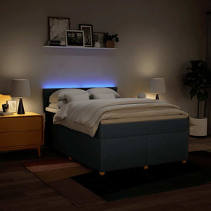 Κρεβάτι Boxspring με Στρώμα Μπλε 140x190 εκ. Υφασμάτινο