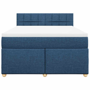 Κρεβάτι Boxspring με Στρώμα Μπλε 140x190 εκ. Υφασμάτινο