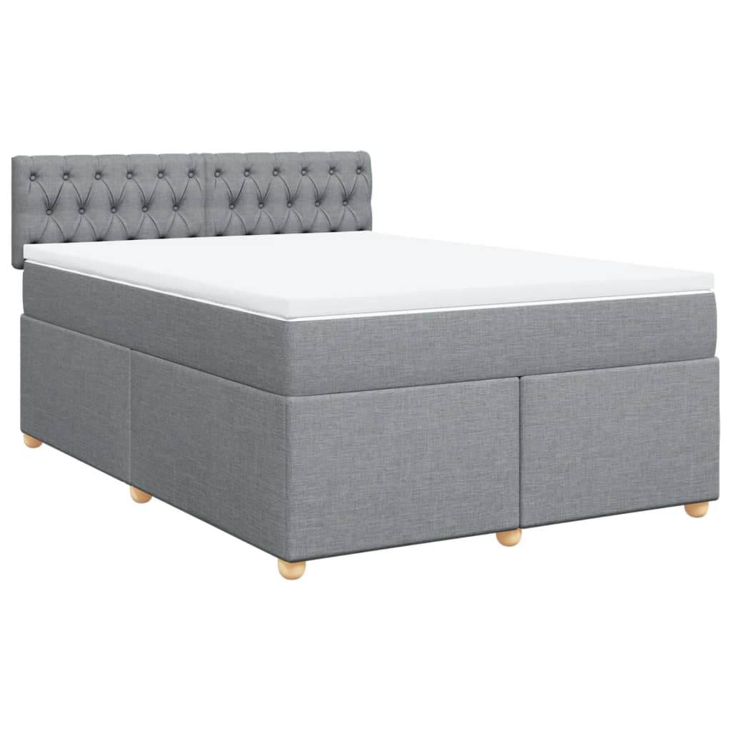 Κρεβάτι Boxspring με Στρώμα Ανοιχτό Γκρι 140x190 εκ. Υφασμάτινο - Pakobazaar