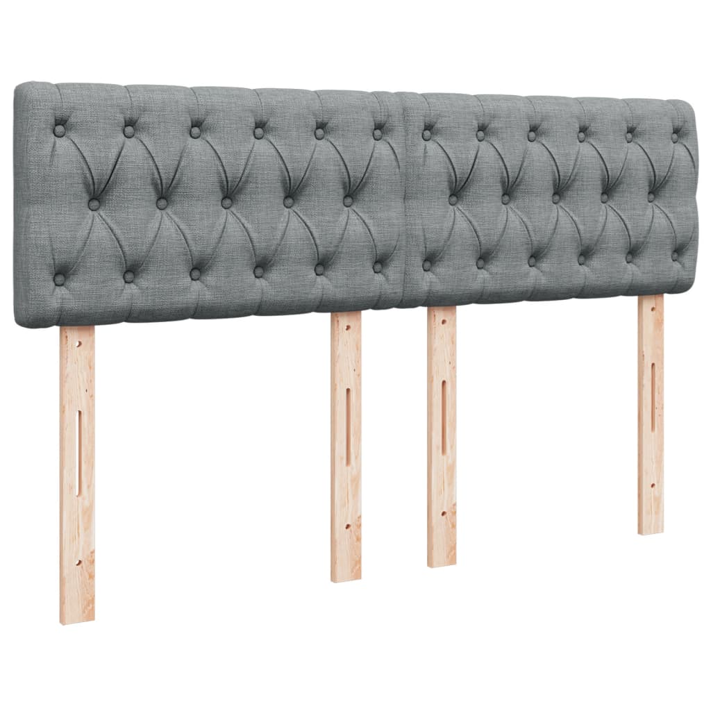 Κρεβάτι Boxspring με Στρώμα Ανοιχτό Γκρι 140x190 εκ. Υφασμάτινο - Pakobazaar