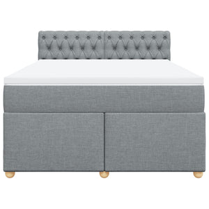 Κρεβάτι Boxspring με Στρώμα Ανοιχτό Γκρι 140x190 εκ. Υφασμάτινο - Pakobazaar