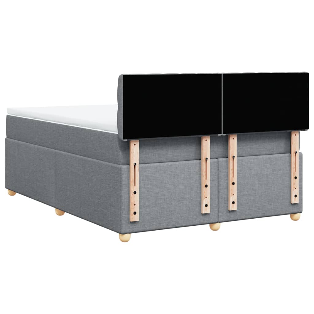 Κρεβάτι Boxspring με Στρώμα Ανοιχτό Γκρι 140x190 εκ. Υφασμάτινο - Pakobazaar