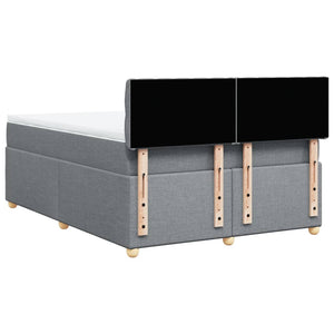 Κρεβάτι Boxspring με Στρώμα Ανοιχτό Γκρι 140x190 εκ. Υφασμάτινο - Pakobazaar