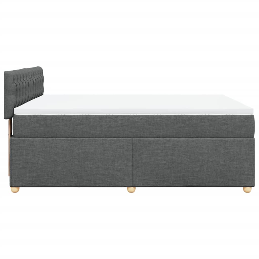 Κρεβάτι Boxspring με Στρώμα Σκούρο Γκρι 140x190 εκ. Υφασμάτινο - Pakobazaar
