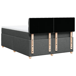 Κρεβάτι Boxspring με Στρώμα Σκούρο Γκρι 140x190 εκ. Υφασμάτινο - Pakobazaar