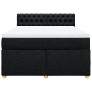 Κρεβάτι Boxspring με Στρώμα Μαύρο 140x190 εκ. Υφασμάτινο - Pakobazaar