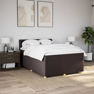 Κρεβάτι Boxspring με Στρώμα Σκούρο Καφέ 140x190 εκ. Υφασμάτινο - Pakobazaar