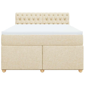 Κρεβάτι Boxspring με Στρώμα Κρεμ 140x190 εκ. Υφασμάτινο - Pakobazaar