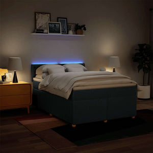 Κρεβάτι Boxspring με Στρώμα Μπλε 140x190 εκ. Υφασμάτινο