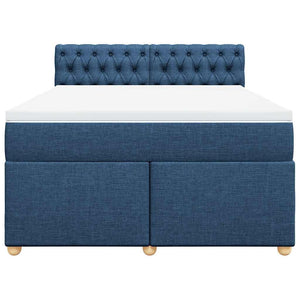 Κρεβάτι Boxspring με Στρώμα Μπλε 140x190 εκ. Υφασμάτινο
