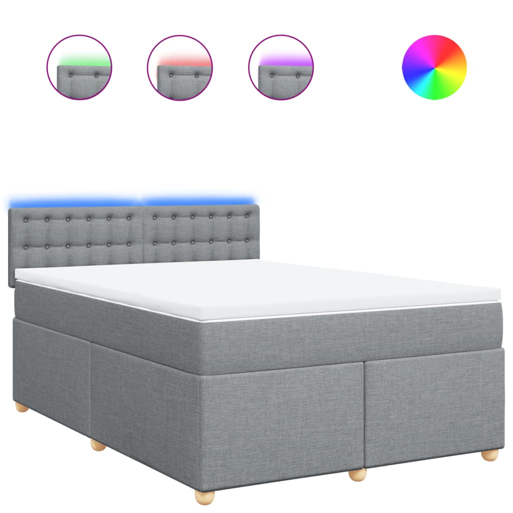 Κρεβάτι Boxspring με Στρώμα Ανοιχτό Γκρι 140x190 εκ. Υφασμάτινο - Pakobazaar