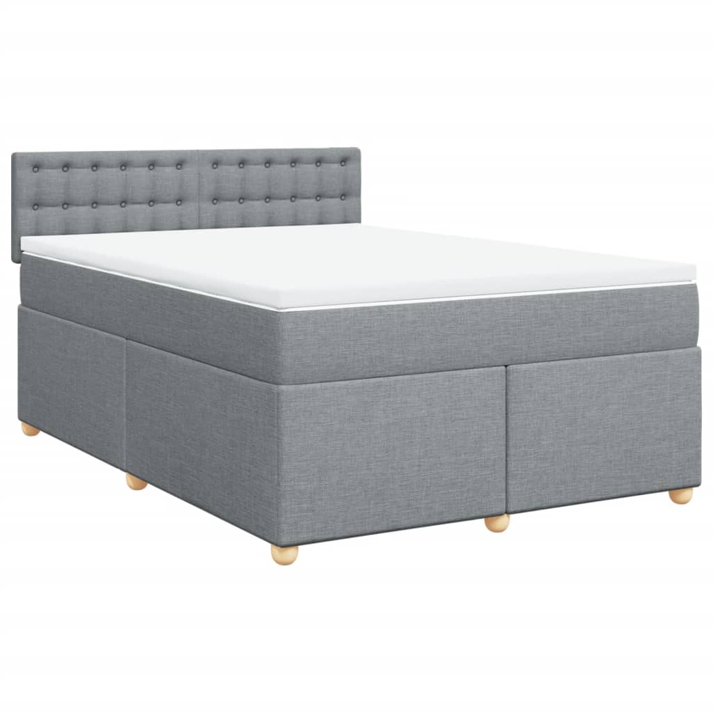 Κρεβάτι Boxspring με Στρώμα Ανοιχτό Γκρι 140x190 εκ. Υφασμάτινο - Pakobazaar