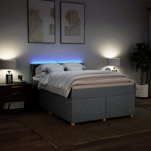 Κρεβάτι Boxspring με Στρώμα Ανοιχτό Γκρι 140x190 εκ. Υφασμάτινο - Pakobazaar