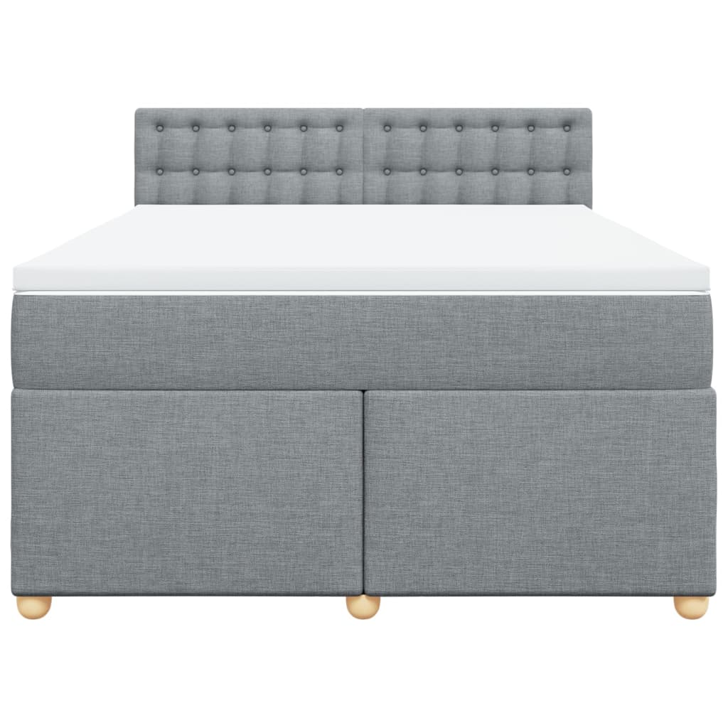 Κρεβάτι Boxspring με Στρώμα Ανοιχτό Γκρι 140x190 εκ. Υφασμάτινο - Pakobazaar