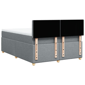 Κρεβάτι Boxspring με Στρώμα Ανοιχτό Γκρι 140x190 εκ. Υφασμάτινο - Pakobazaar